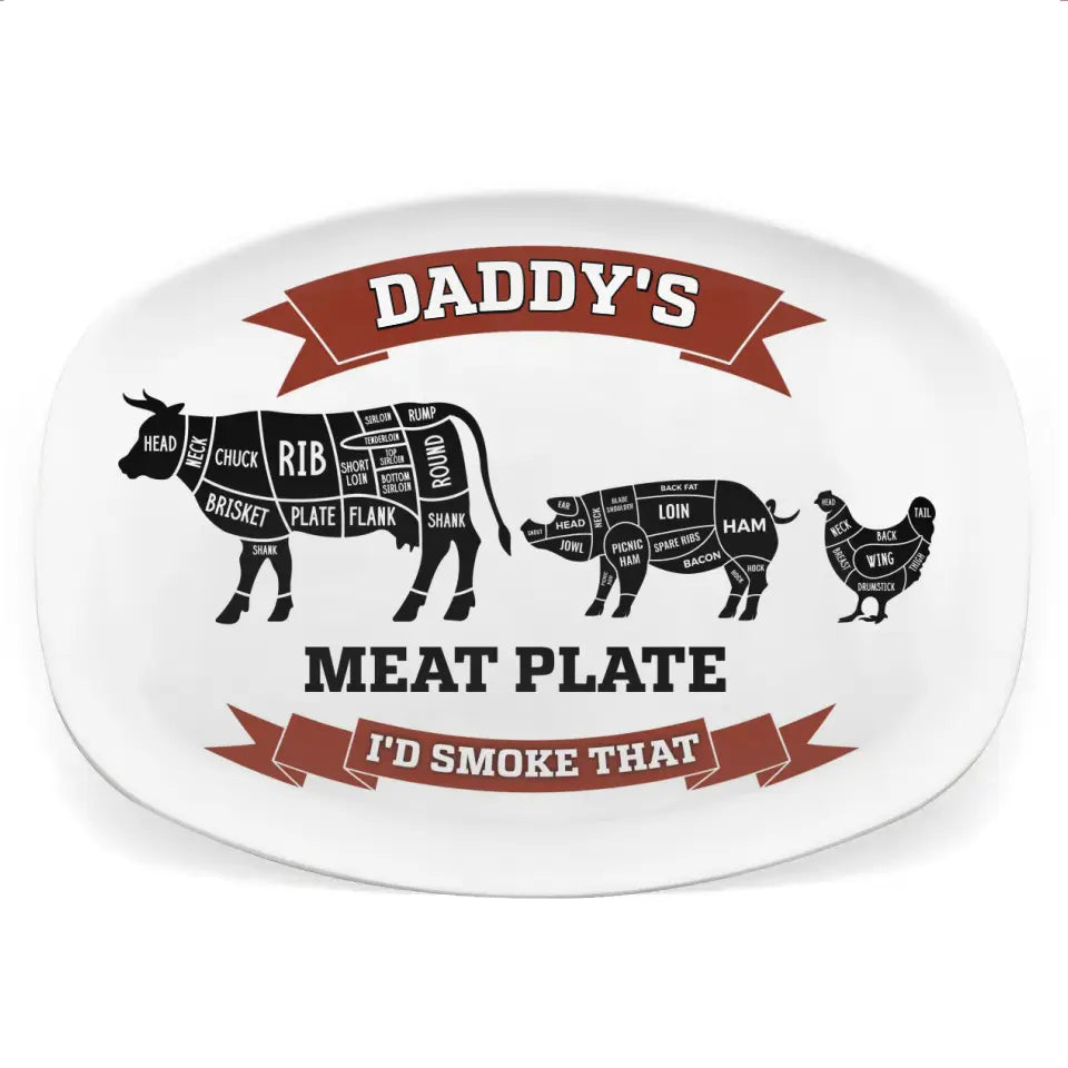Daddy's Meat Plate - Personalized Platter, Gift For Dad, Daddy's Platter - PL05