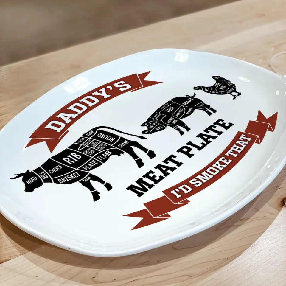 Daddy's Meat Plate - Personalized Platter, Gift For Dad, Daddy's Platter - PL05