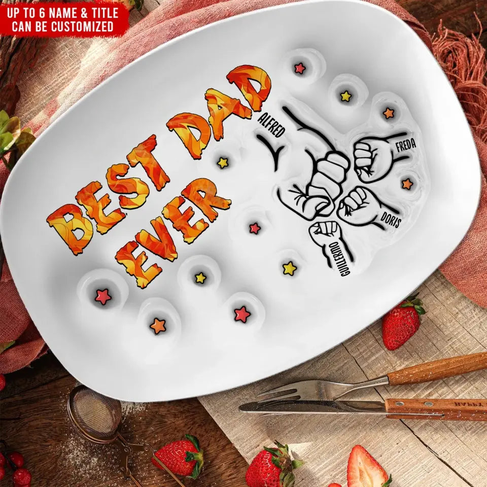 First Bump Best Dad Ever Ever - Personalized 3D Inflated Effect Printed Platter, Gift for Dad/Daddy/Father - PL07