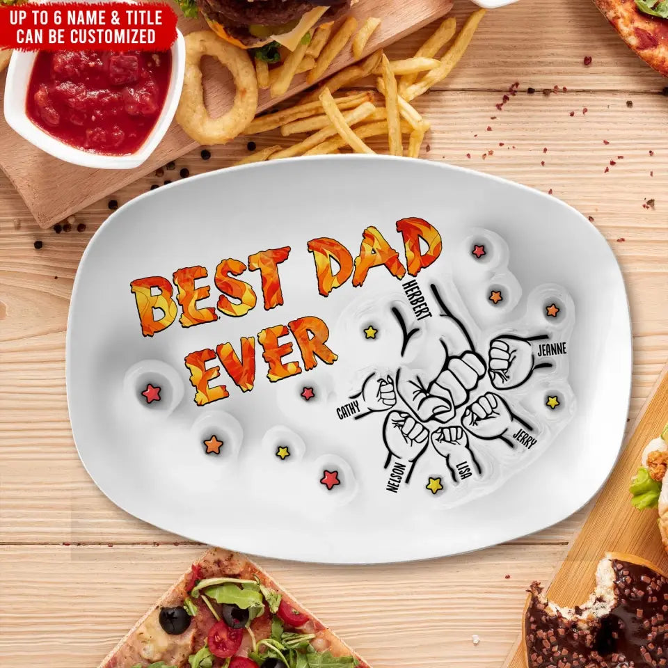 First Bump Best Dad Ever Ever - Personalized 3D Inflated Effect Printed Platter, Gift for Dad/Daddy/Father - PL07