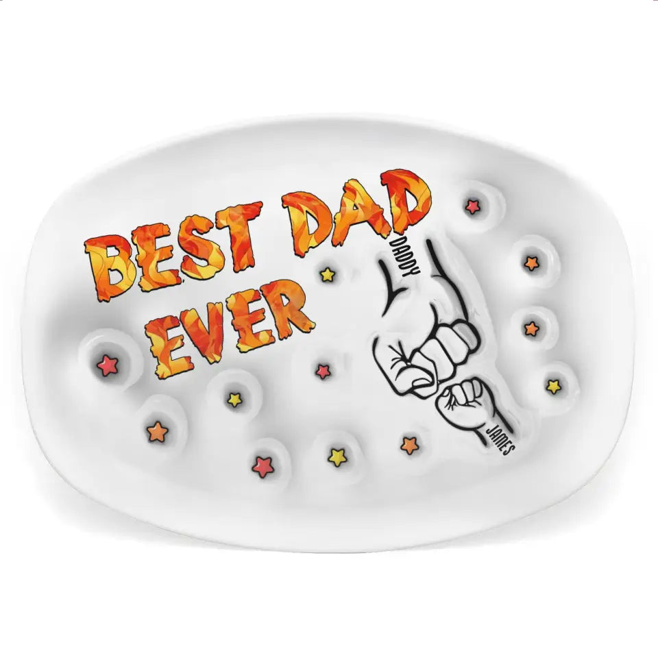 First Bump Best Dad Ever Ever - Personalized 3D Inflated Effect Printed Platter, Gift for Dad/Daddy/Father - PL07