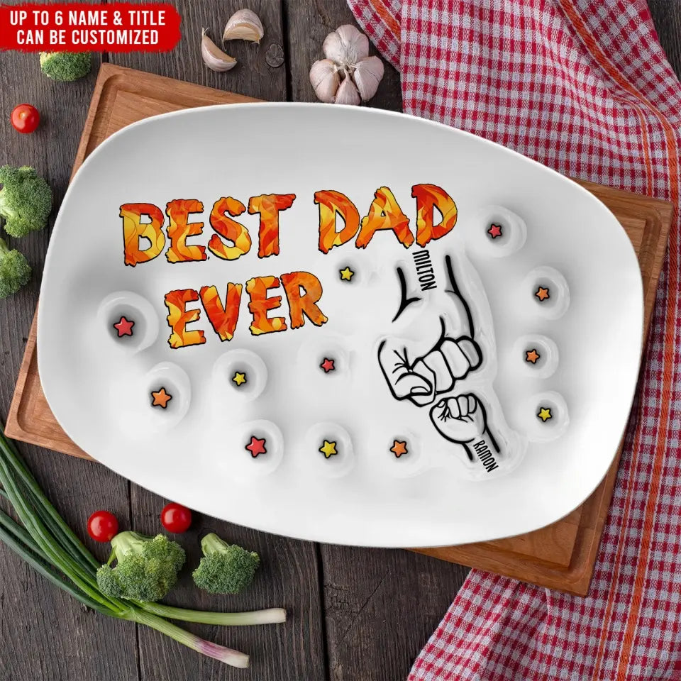First Bump Best Dad Ever Ever - Personalized 3D Inflated Effect Printed Platter, Gift for Dad/Daddy/Father - PL07