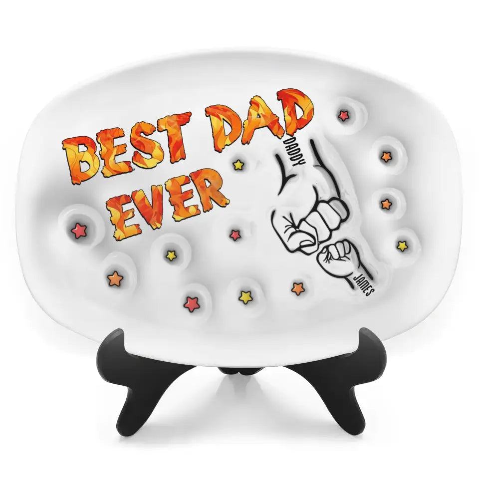 First Bump Best Dad Ever Ever - Personalized 3D Inflated Effect Printed Platter, Gift for Dad/Daddy/Father - PL07