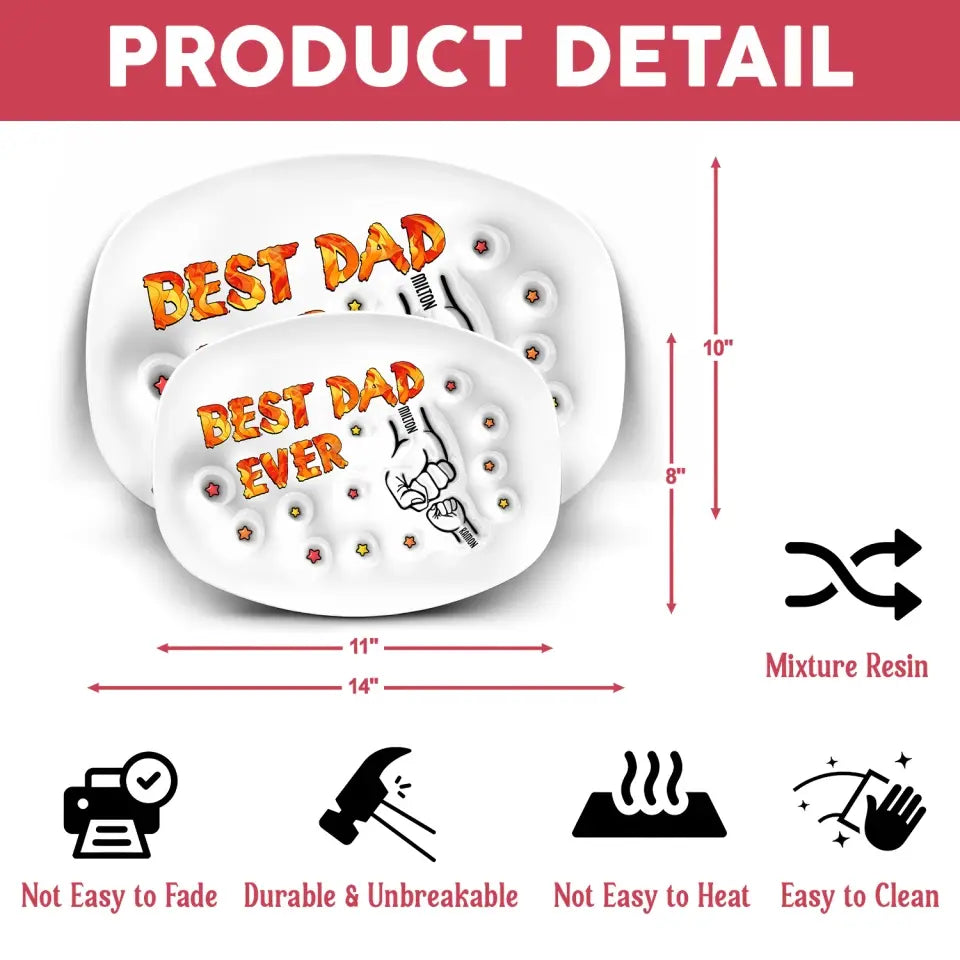 First Bump Best Dad Ever Ever - Personalized 3D Inflated Effect Printed Platter, Gift for Dad/Daddy/Father - PL07