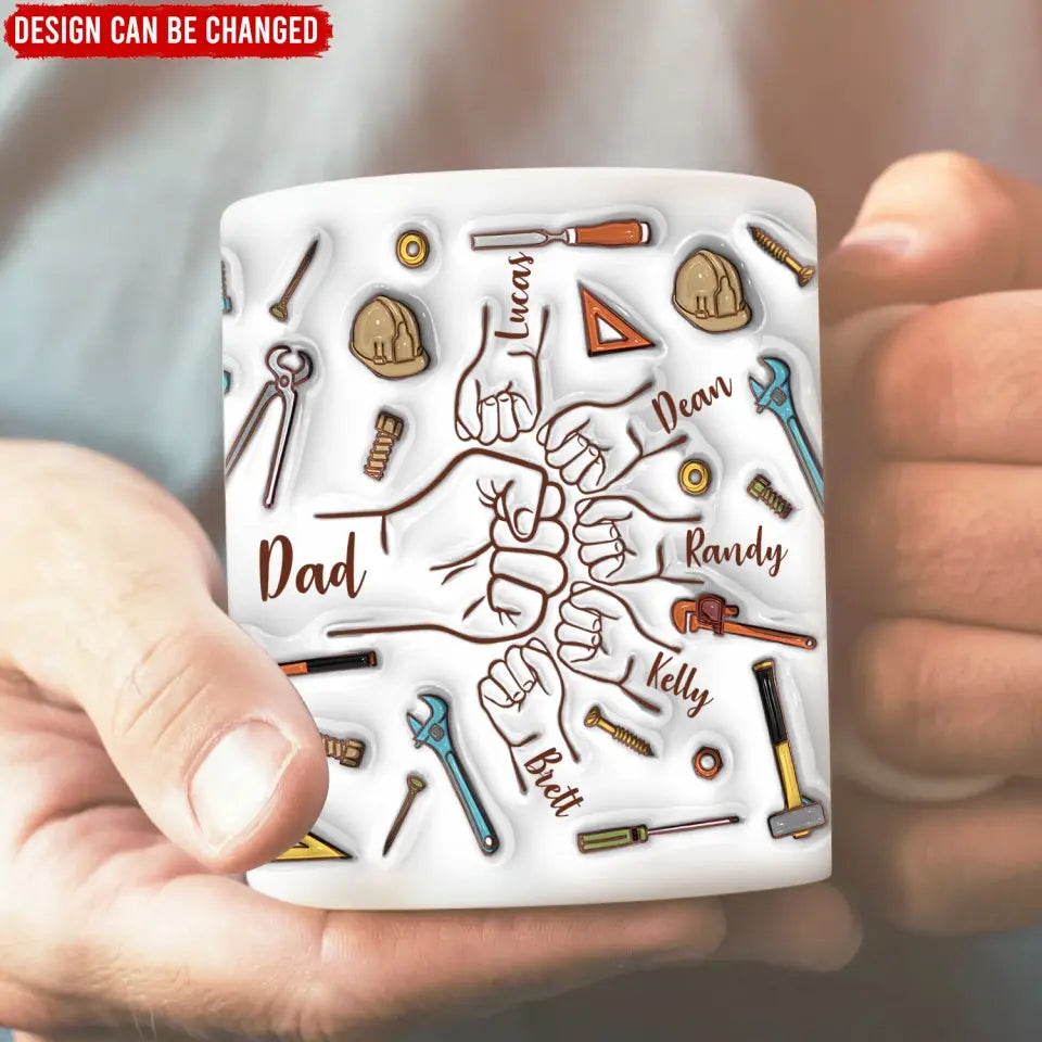 Dad Fist Bump Best Dad Ever - Personalized 3D Inflated Effect Printed Mug, Gift For Dad, Grandpa - M109