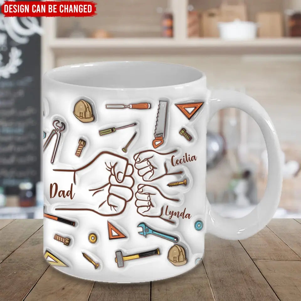 Dad Fist Bump Best Dad Ever - Personalized 3D Inflated Effect Printed Mug, Gift For Dad, Grandpa - M109