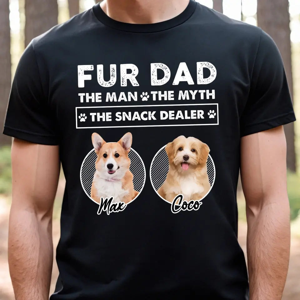 Fur Dad The Man The Myth The Snack Dealer - Personalized T-Shirt, Gift For Dog Lovers, Dog Mom, Dog Dad - TS1201