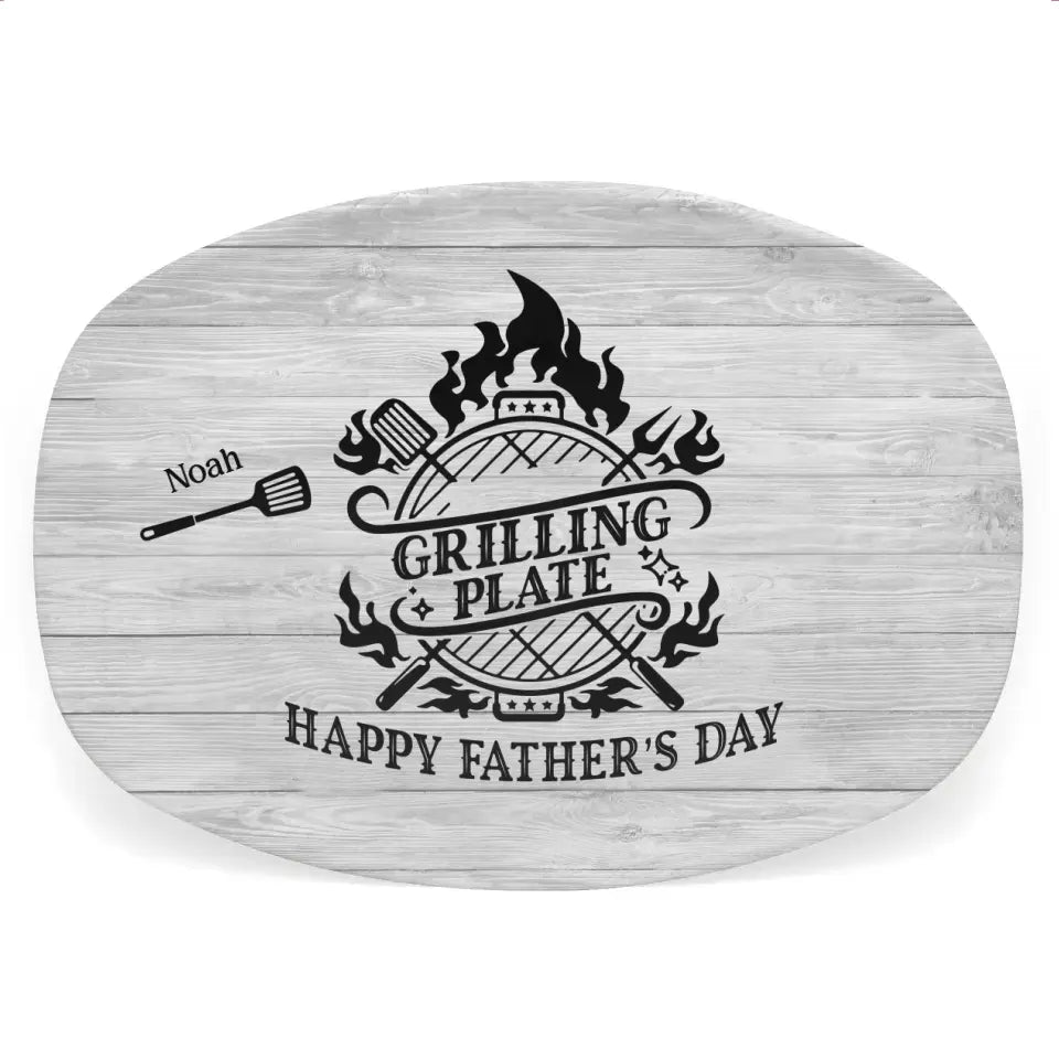 Daddy’s Grilling Plate - Personalized Custom Platter, Barbecue Grilling Platter, Gift For Dad - PL09