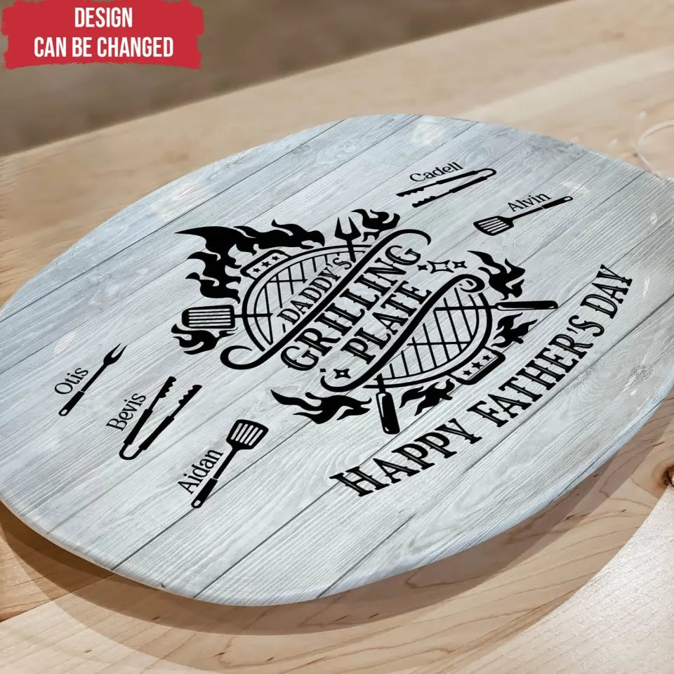 Daddy’s Grilling Plate - Personalized Custom Platter, Barbecue Grilling Platter, Gift For Dad - PL09