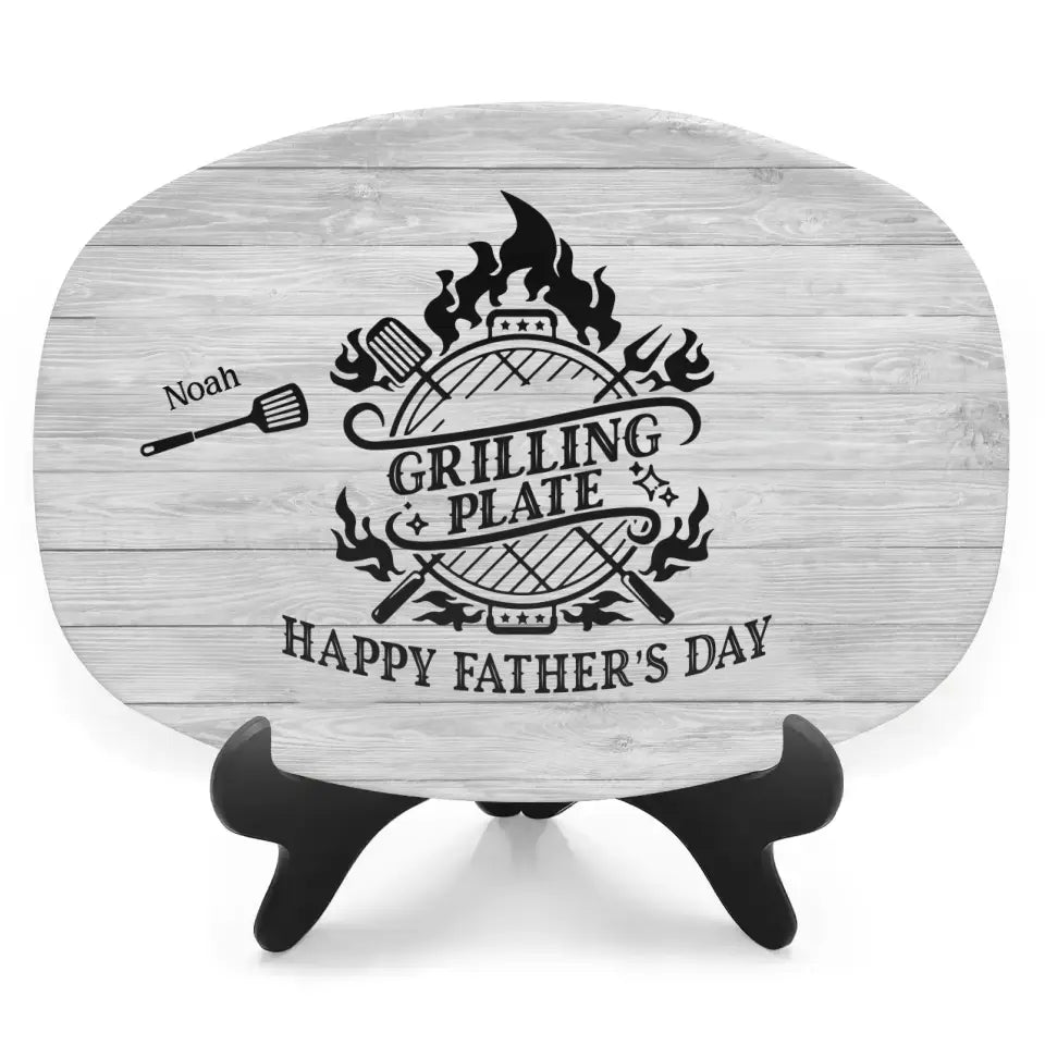 Daddy’s Grilling Plate - Personalized Custom Platter, Barbecue Grilling Platter, Gift For Dad - PL09