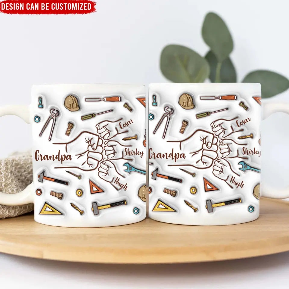 Dad Fist Bump Best Dad Ever - Personalized 3D Inflated Effect Printed Mug, Gift For Dad, Grandpa - M109