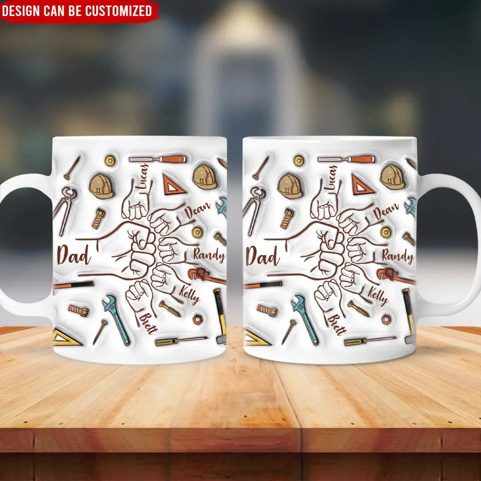 Dad Fist Bump Best Dad Ever - Personalized 3D Inflated Effect Printed Mug, Gift For Dad, Grandpa - M109