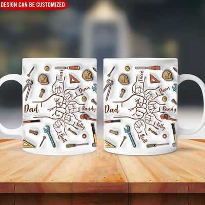 Dad Fist Bump Best Dad Ever - Personalized 3D Inflated Effect Printed Mug, Gift For Dad, Grandpa - M109