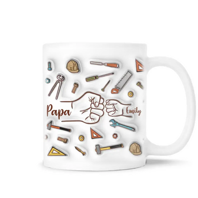 Dad Fist Bump Best Dad Ever - Personalized 3D Inflated Effect Printed Mug, Gift For Dad, Grandpa - M109