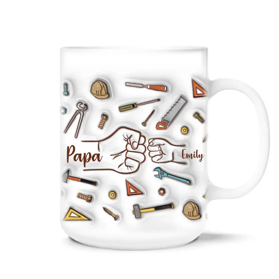 Dad Fist Bump Best Dad Ever - Personalized 3D Inflated Effect Printed Mug, Gift For Dad, Grandpa - M109
