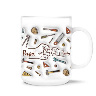 Dad Fist Bump Best Dad Ever - Personalized 3D Inflated Effect Printed Mug, Gift For Dad, Grandpa - M109