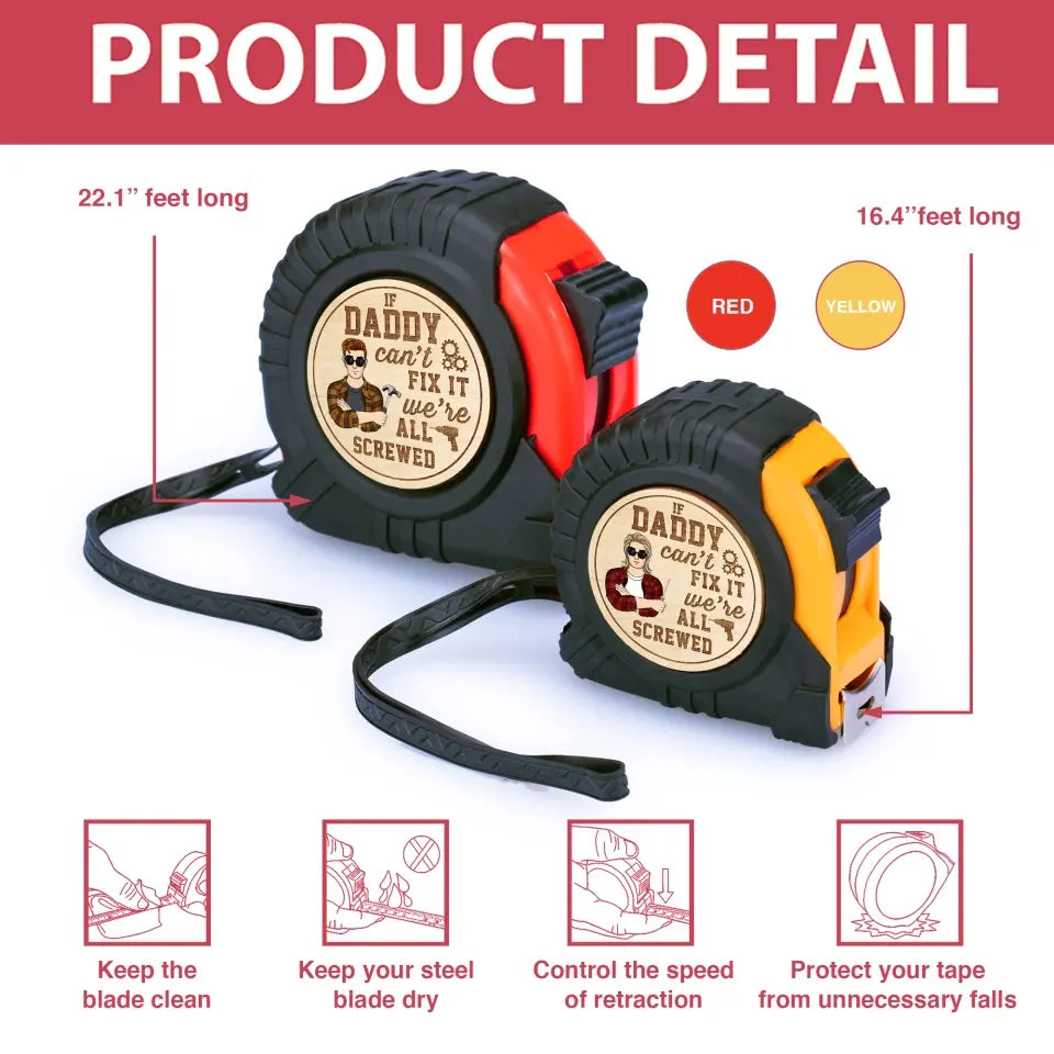 If Dad Can’t Fix It We’re All Screwed - Personalized Tape Measure, Funny Tape Measure Gift For Dad - TMS07