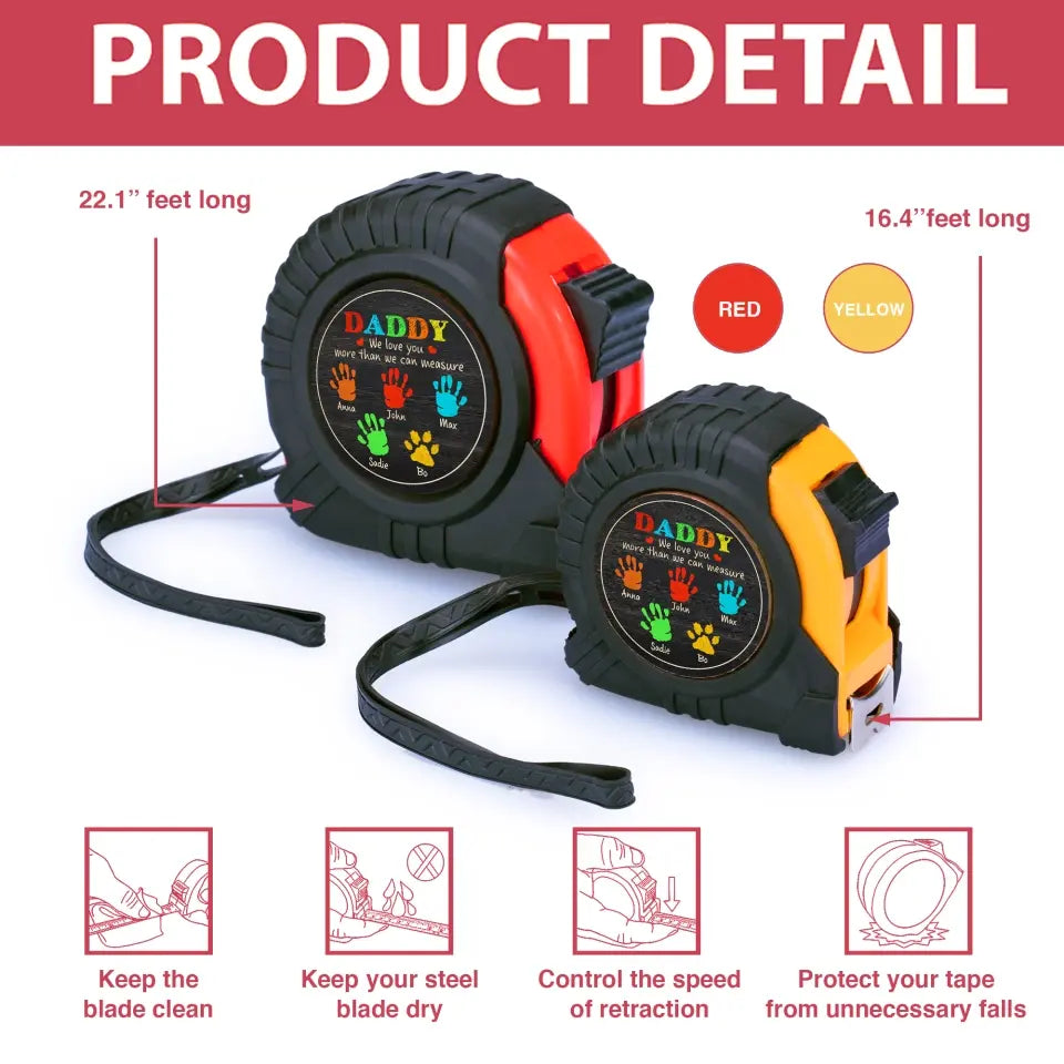 We Love You More Than We Can Measure - Personalized Tape Measure, Gift For Dad, Grandpa - TMS08