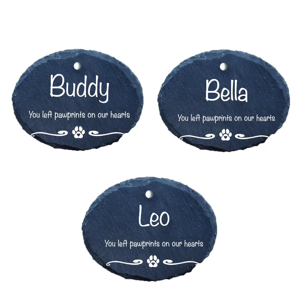 Pet Memorial Garden Slate and Hook / Pet loss / Oval Memorial Plaque / Loss of Dog / Pet Bereavement Gift / Garden Memorial - GS01