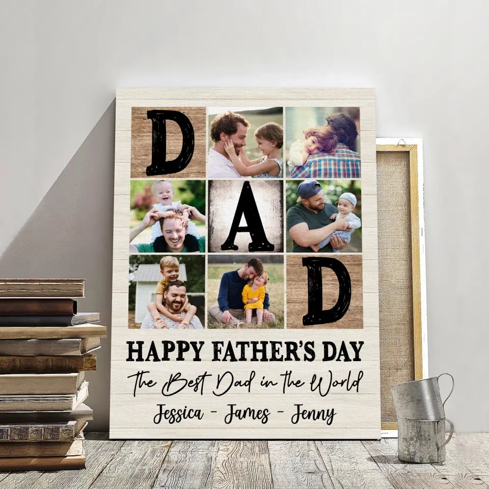 To The Best Dad In The World - Personalized Canvas, Happy Father's Day, Gift For Dad - CA87
