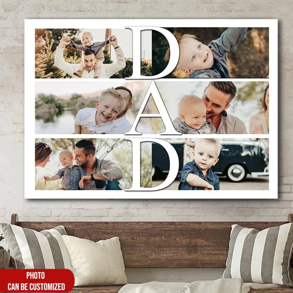 Dad Canvas Photo Collage - Personalized Canvas, Gift For Dad, Father's Day Gift, Family Gift - CA117