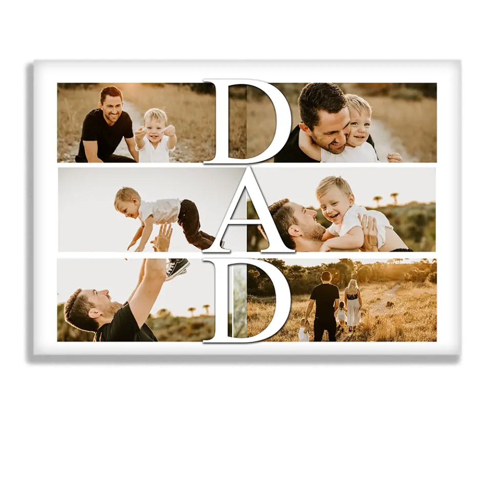 Dad Canvas Photo Collage - Personalized Canvas, Gift For Dad, Father's Day Gift, Family Gift - CA117
