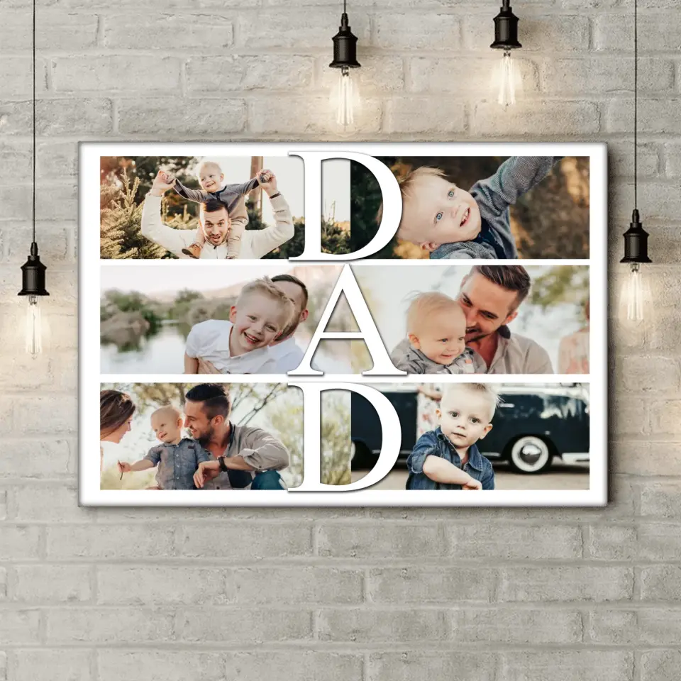 Dad Canvas Photo Collage - Personalized Canvas, Gift For Dad, Father's Day Gift, Family Gift - CA117