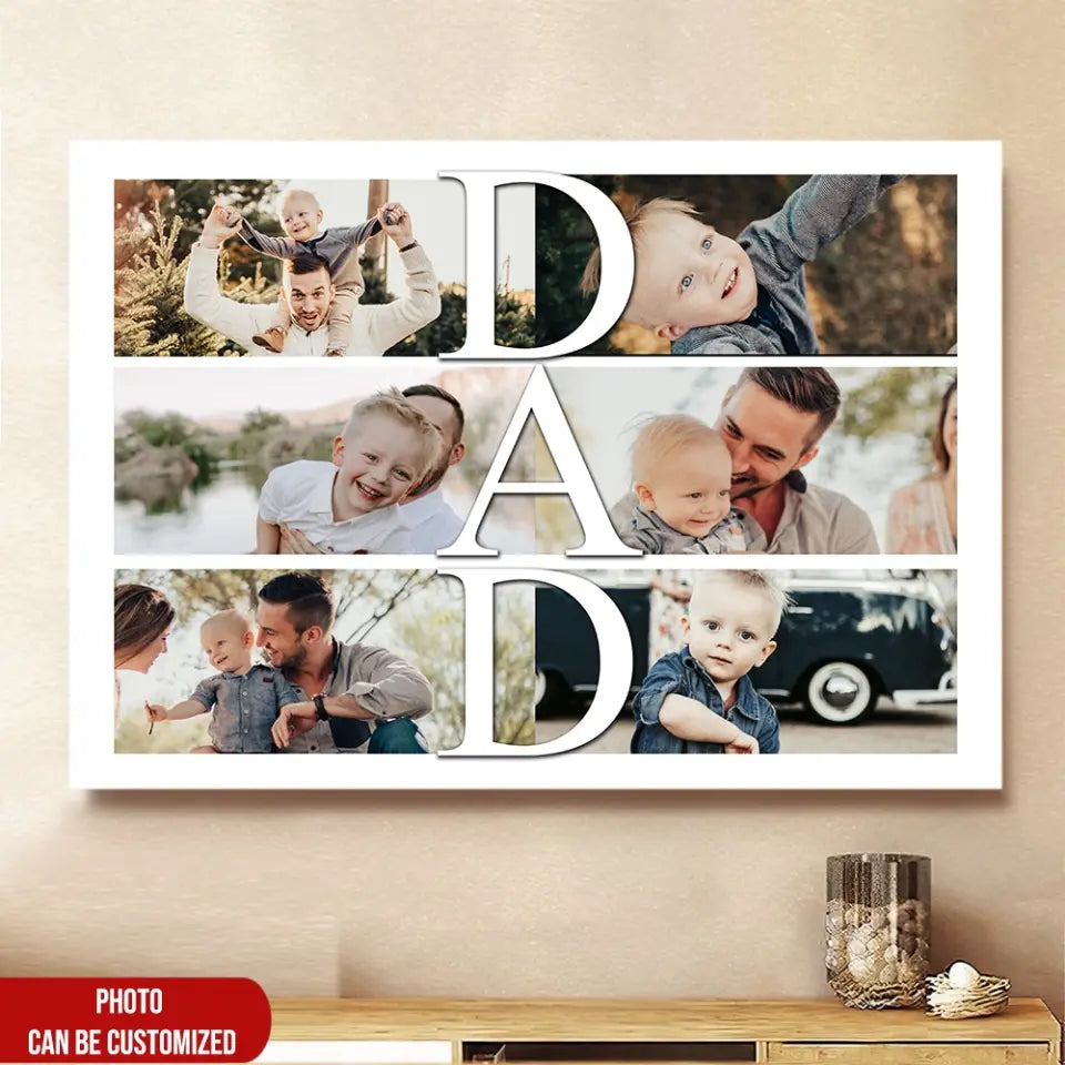 Dad Canvas Photo Collage - Personalized Canvas, Gift For Dad, Father's Day Gift, Family Gift - CA117