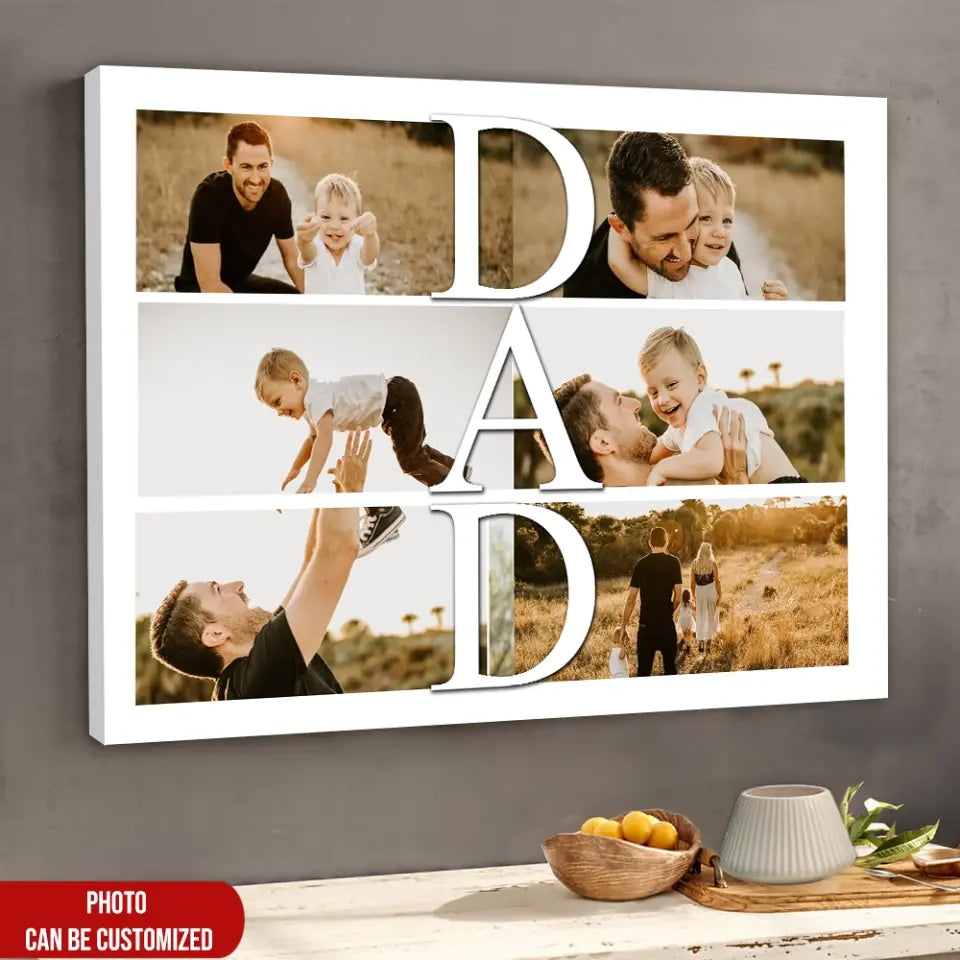 Dad Canvas Photo Collage - Personalized Canvas, Gift For Dad, Father's Day Gift, Family Gift - CA117