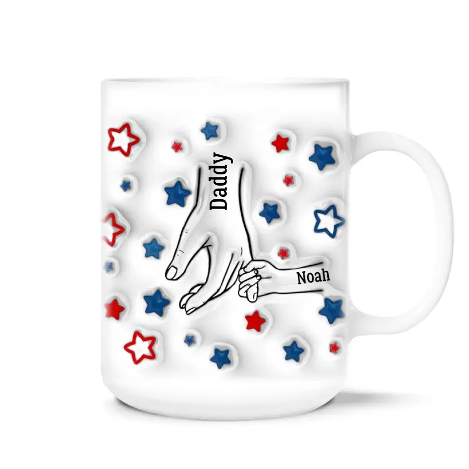 Dad We Love You Holding Hands - Personalized 3D Inflated Effect Printed Mug, Gift For Dad, Dad's Gift  - M112