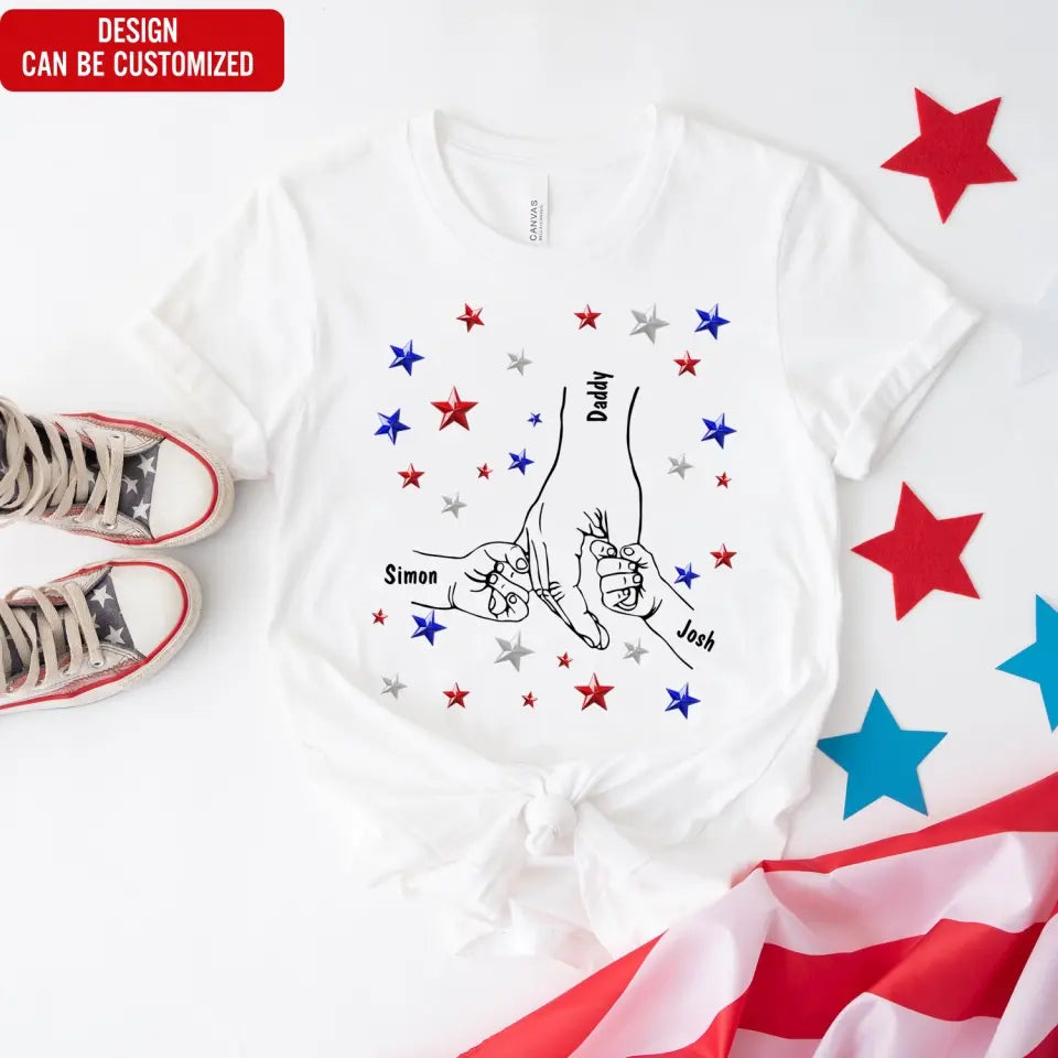 4th Of July Hands In Hands Best Mom/ Dad Ever - Personalized T-Shirt, Gift For 4th Of July - TS1206