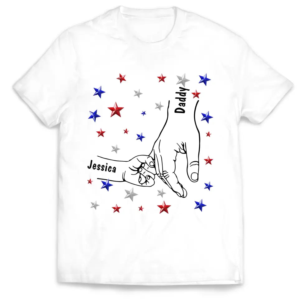 4th Of July Hands In Hands Best Mom/ Dad Ever - Personalized T-Shirt, Gift For 4th Of July - TS1206
