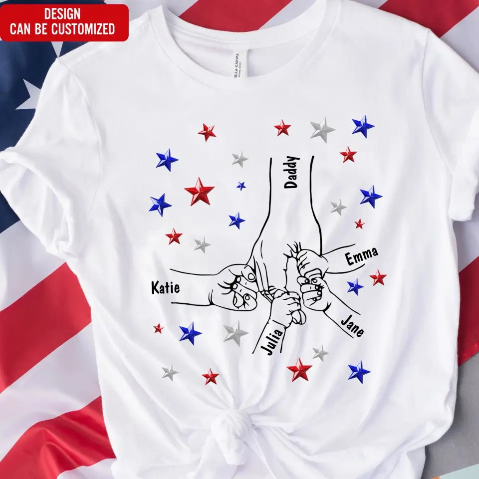 4th Of July Hands In Hands Best Mom/ Dad Ever - Personalized T-Shirt, Gift For 4th Of July - TS1206