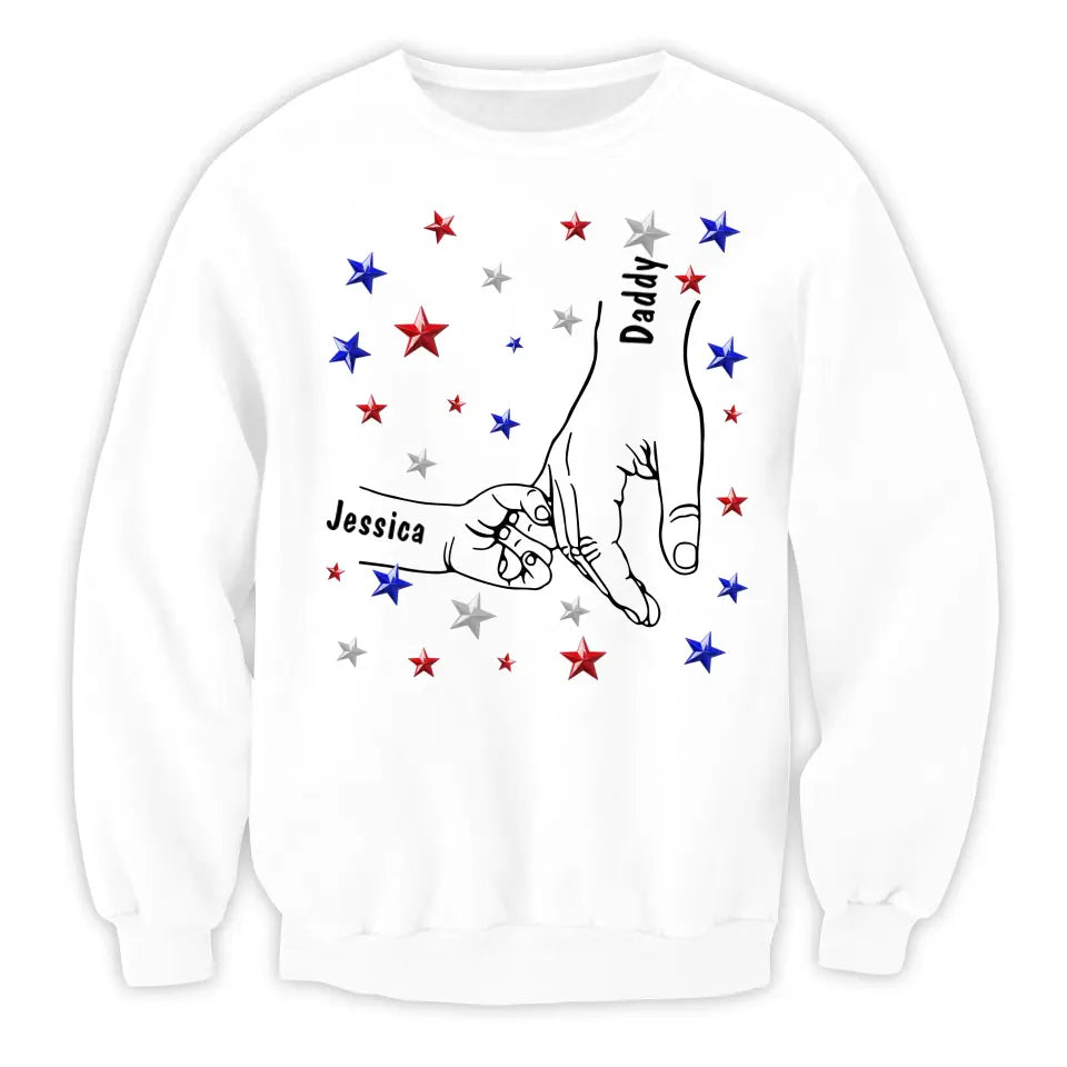 4th Of July Hands In Hands Best Mom/ Dad Ever - Personalized T-Shirt, Gift For 4th Of July - TS1206