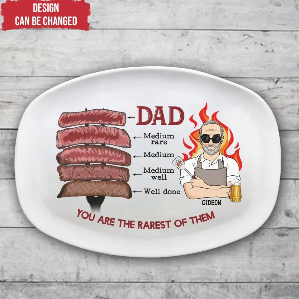 You're The Rarest Of Them All BBQ Plate - Personalized Platter, Gift For Dad, Funny Dad's Gift, BBQ Plate Custom - PL10