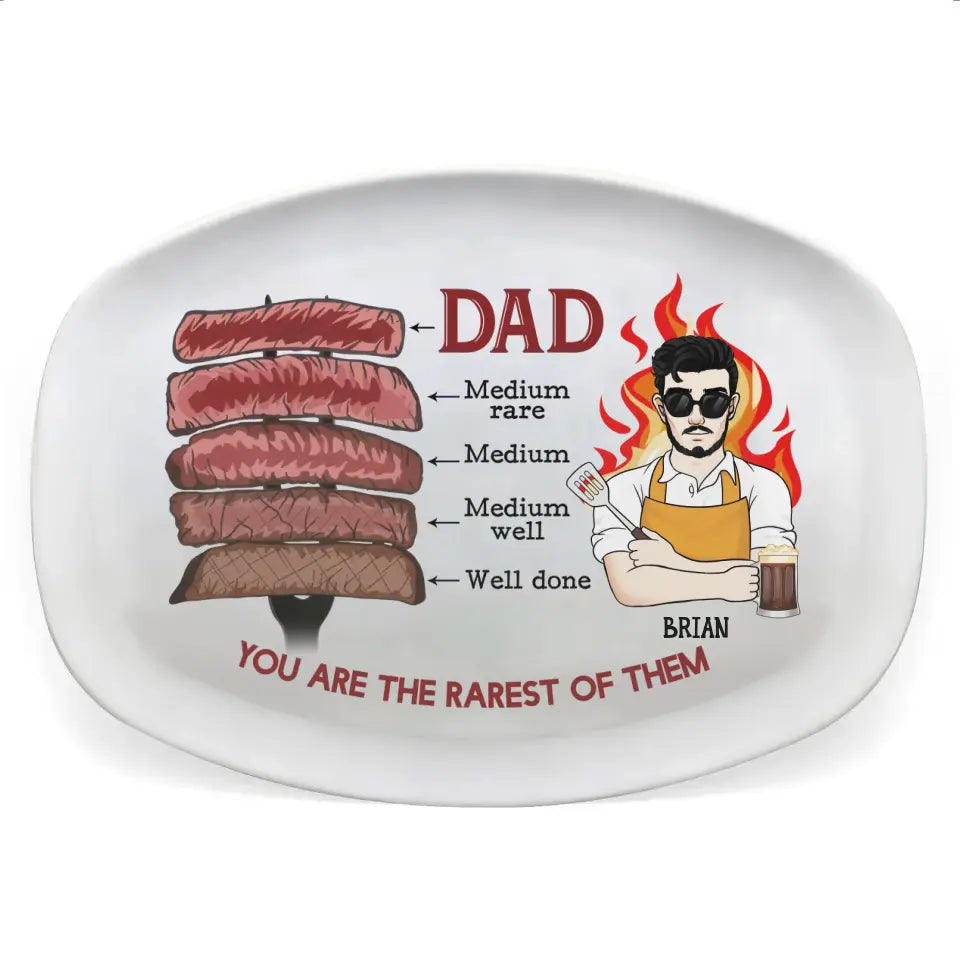 You're The Rarest Of Them All BBQ Plate - Personalized Platter, Gift For Dad, Funny Dad's Gift, BBQ Plate Custom - PL10