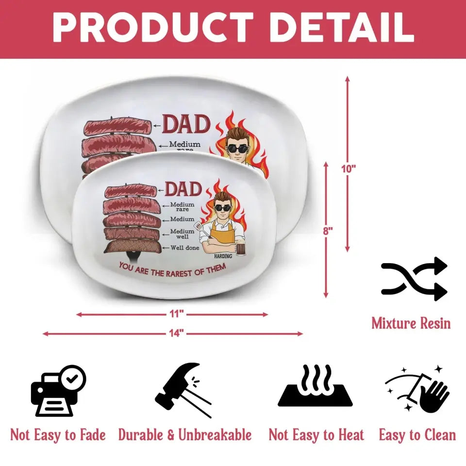 You're The Rarest Of Them All BBQ Plate - Personalized Platter, Gift For Dad, Funny Dad's Gift, BBQ Plate Custom - PL10