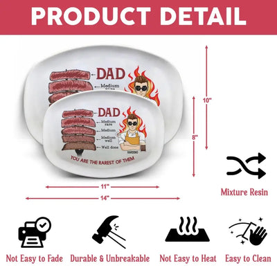 You're The Rarest Of Them All BBQ Plate - Personalized Platter, Gift For Dad, Funny Dad's Gift, BBQ Plate Custom - PL10