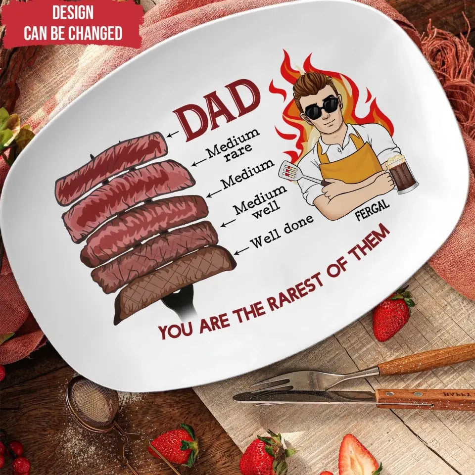 You're The Rarest Of Them All BBQ Plate - Personalized Platter, Gift For Dad, Funny Dad's Gift, BBQ Plate Custom - PL10