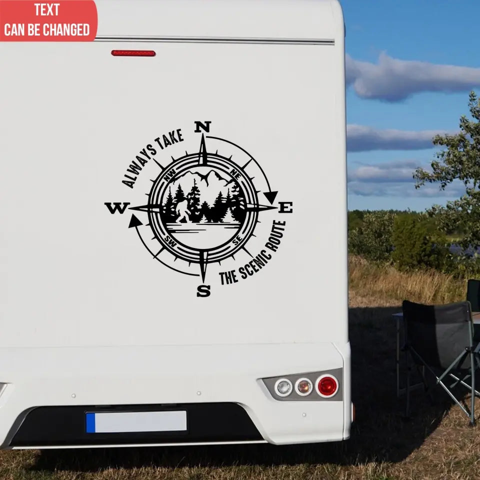 Bigfoot Always Take The Scenic Route - Personalized Decal, Gift For Camping Lovers, Camping Decor - PCD123