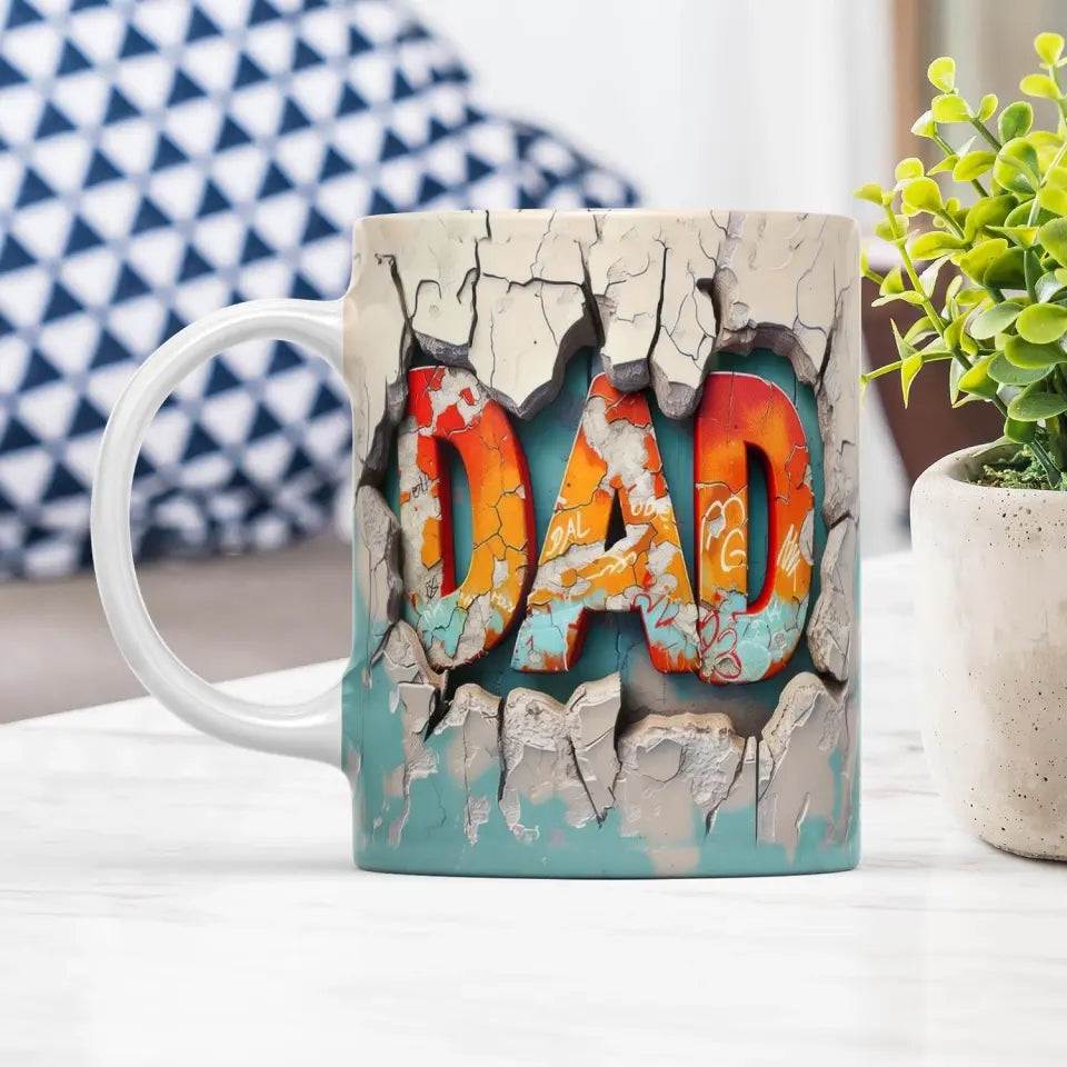 Best Dad Ever, Hole in The Wall - Personalized 3D Inflated Effect Printed Mug, Gift For Dad - M116