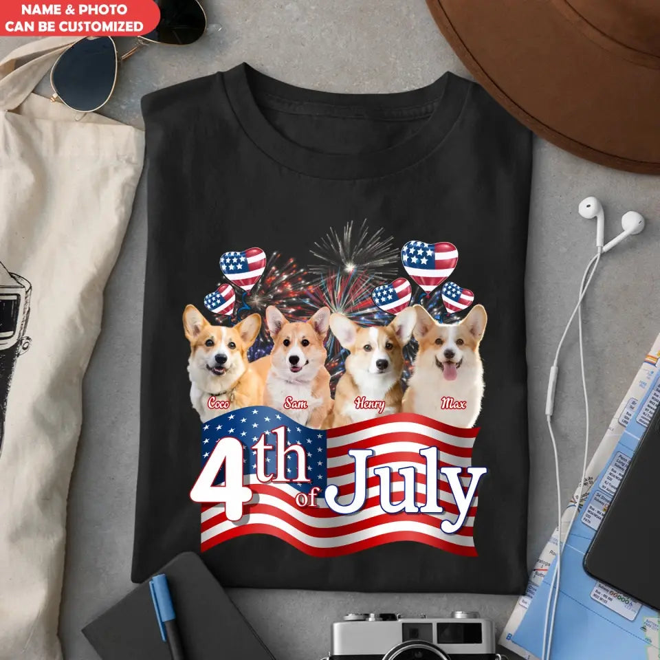 Independence Day Custom Dog Photo - Personalized T-Shirt, Gift For Dog Lover, Gift For 4th of July - TS1210