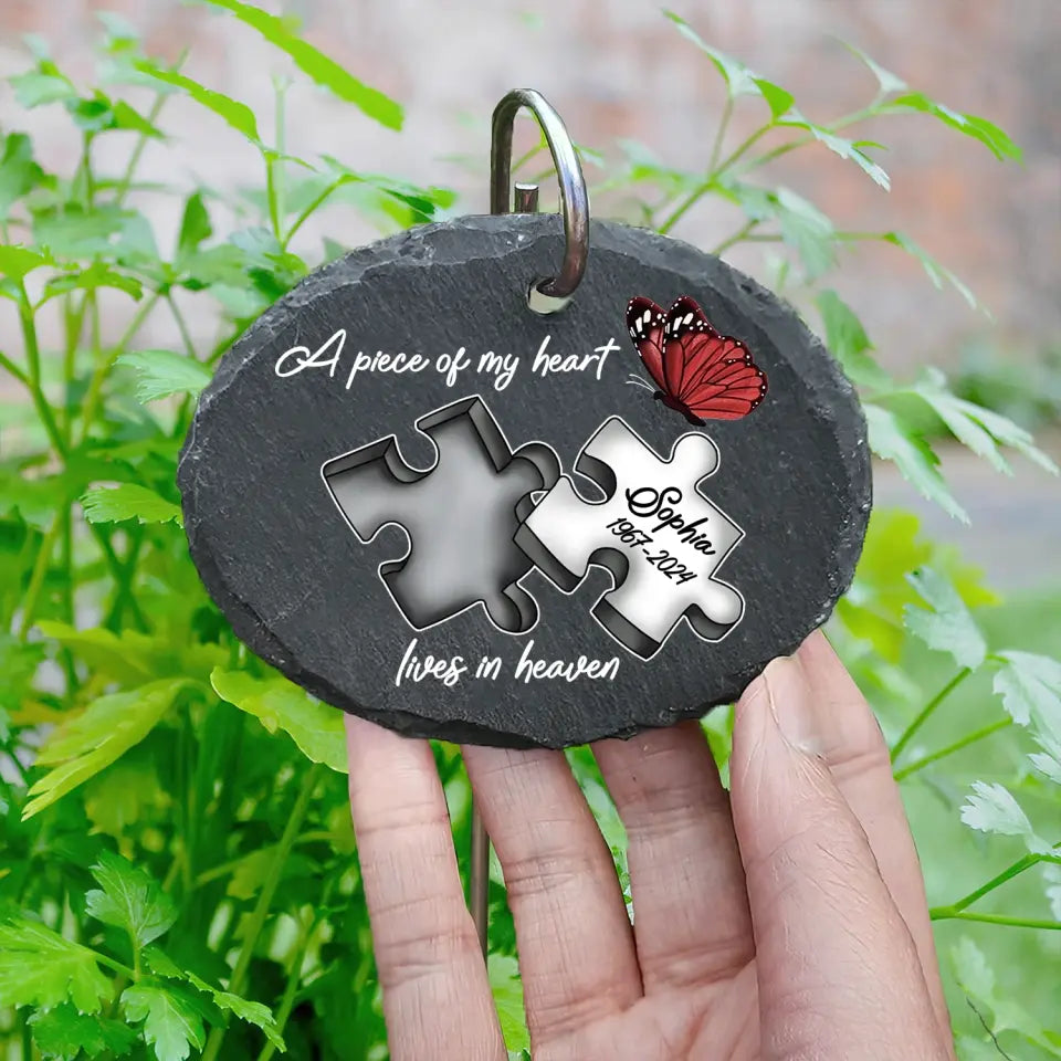 A Piece Of My Heart Lives In Heaven - Personalized Garden Slate - GS93