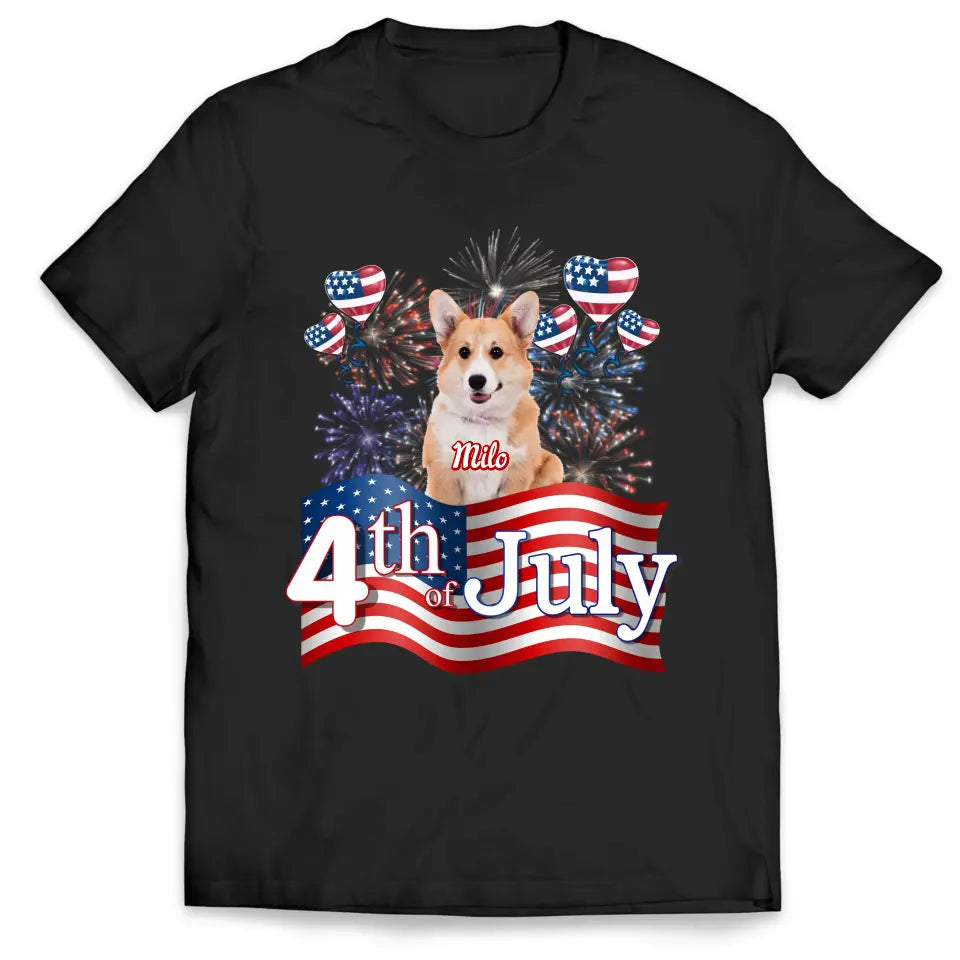 Independence Day Custom Dog Photo - Personalized T-Shirt, Gift For Dog Lover, Gift For 4th of July - TS1210