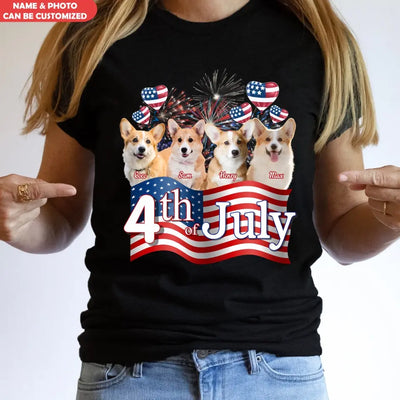 Independence Day Custom Dog Photo - Personalized T-Shirt, Gift For Dog Lover, Gift For 4th of July - TS1210