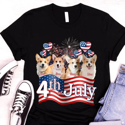 Independence Day Custom Dog Photo - Personalized T-Shirt, Gift For Dog Lover, Gift For 4th of July - TS1210