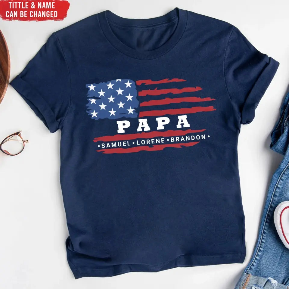 Blessed To Be Called Dad American Flag Style - Personalized T-Shirt, Gift For Daddy, Grandpa -TS1213