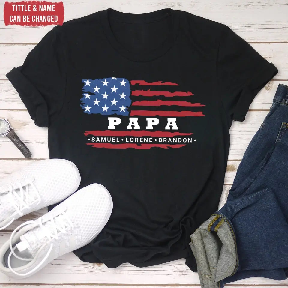 Blessed To Be Called Dad American Flag Style - Personalized T-Shirt, Gift For Daddy, Grandpa -TS1213