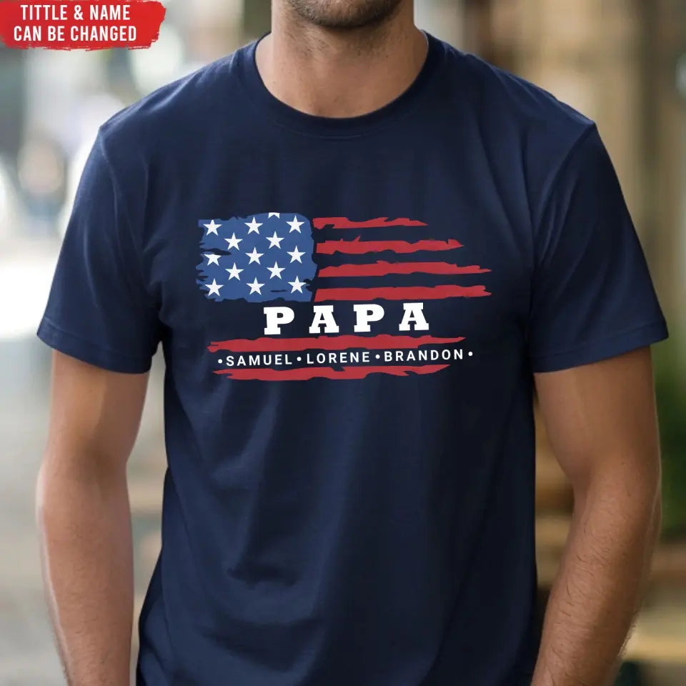 Blessed To Be Called Dad American Flag Style - Personalized T-Shirt, Gift For Daddy, Grandpa -TS1213