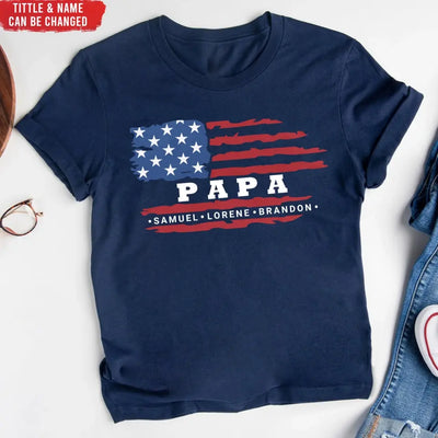 Blessed To Be Called Dad American Flag Style - Personalized T-Shirt, Gift For Daddy, Grandpa -TS1213